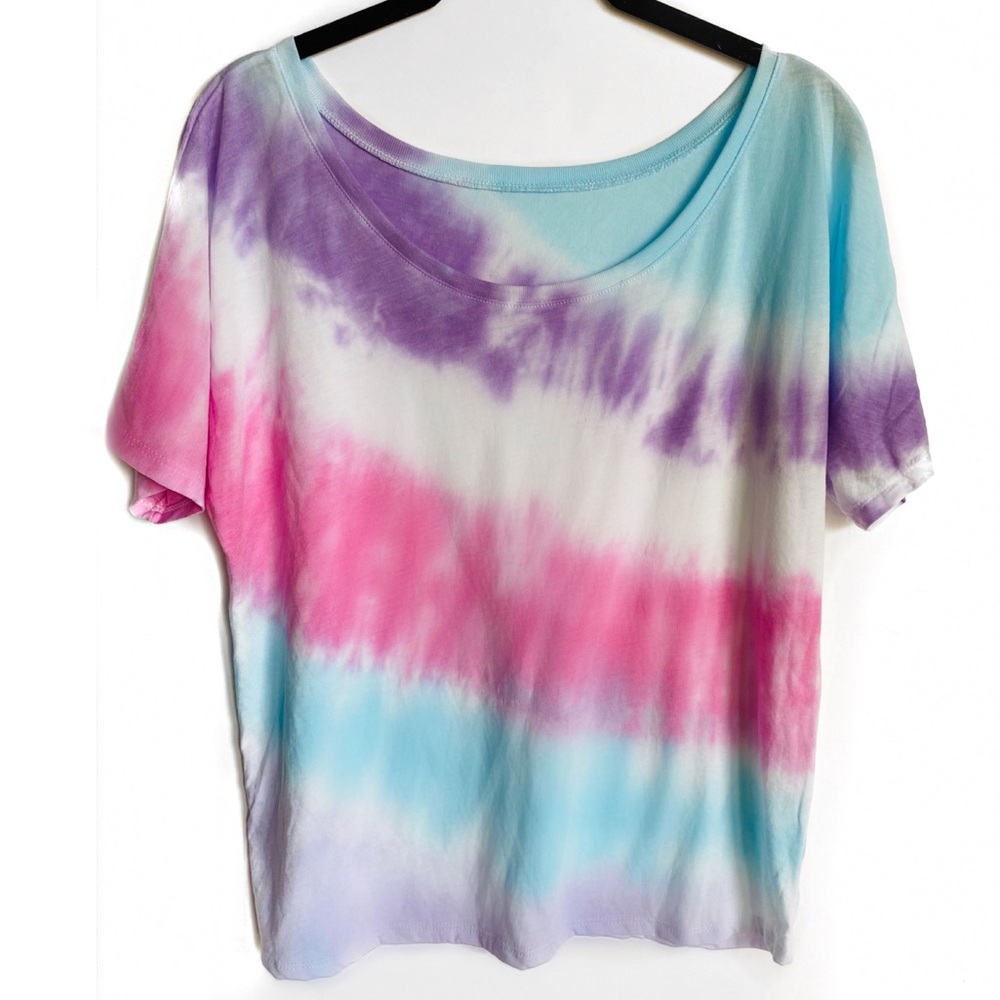 Scoop neck flowy tee with custom tie dye